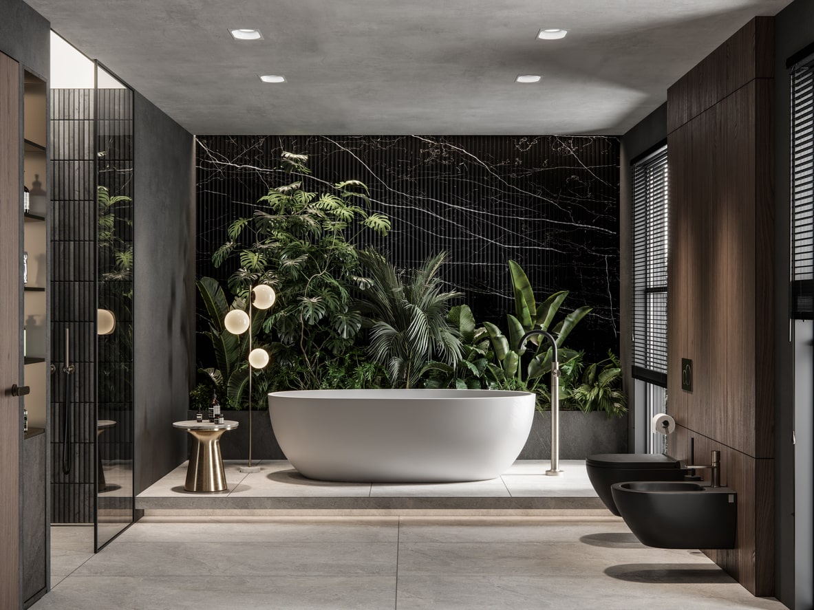 Bathtub with plants - Bathroom Interior Trends